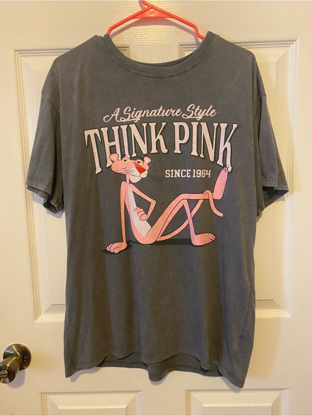 Think Pink Short-Sleeve Graphic Tee for Men - Gray with Pink Print
